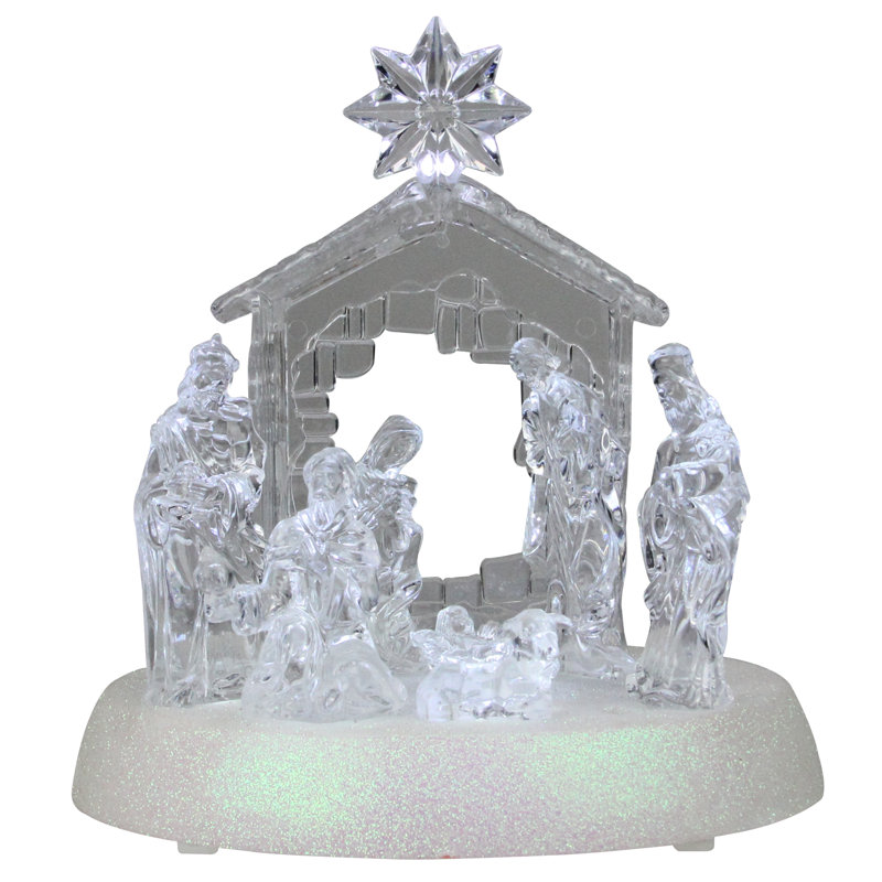 Crèche de Noël à DEL Sainte Famille 7,5 pouces