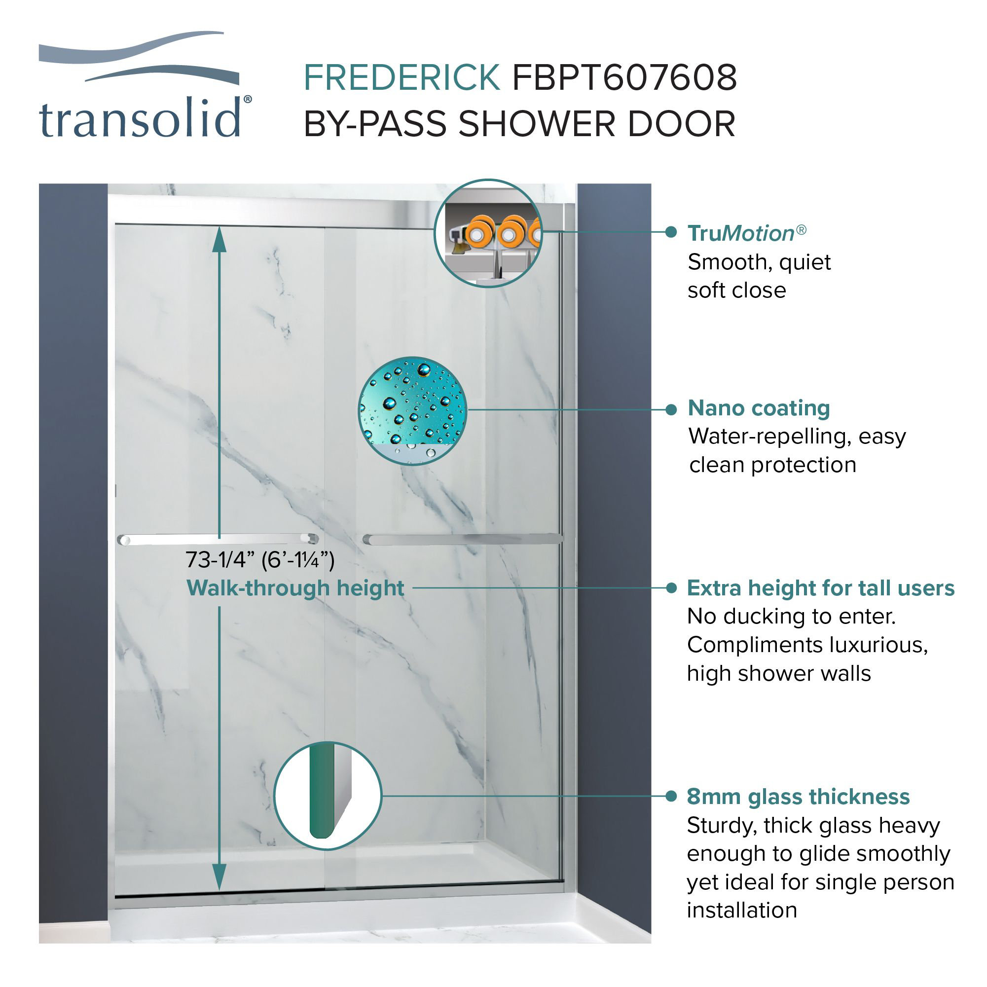 Transolid Frederick 45.75" W X 76" H SemiFrameless Shower Door Wayfair