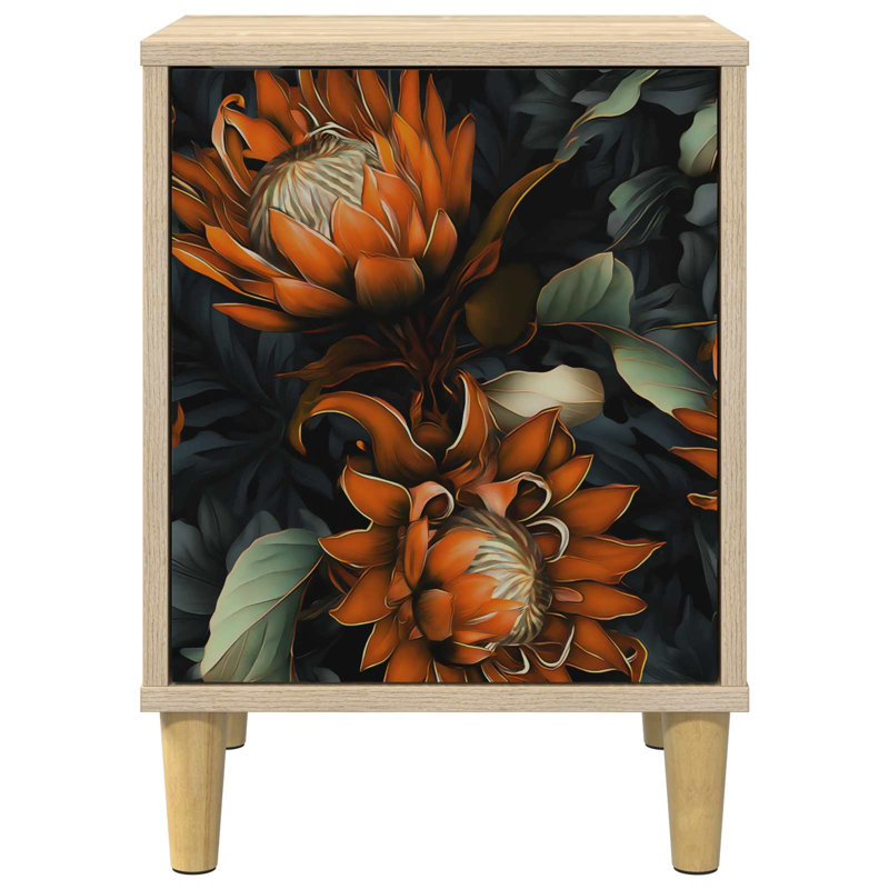 36cm W Engineered Wood Bedside Table