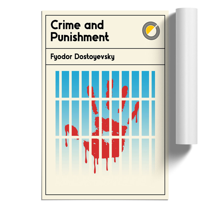 Book Cover Crime and Punishment Fyodor Dostoyevsky - Frameless Print, 42cm H x 30cm W x 0.1cm D