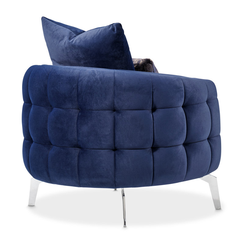 A La Carte Barrel Chair, Silver, Indigo Velvet
