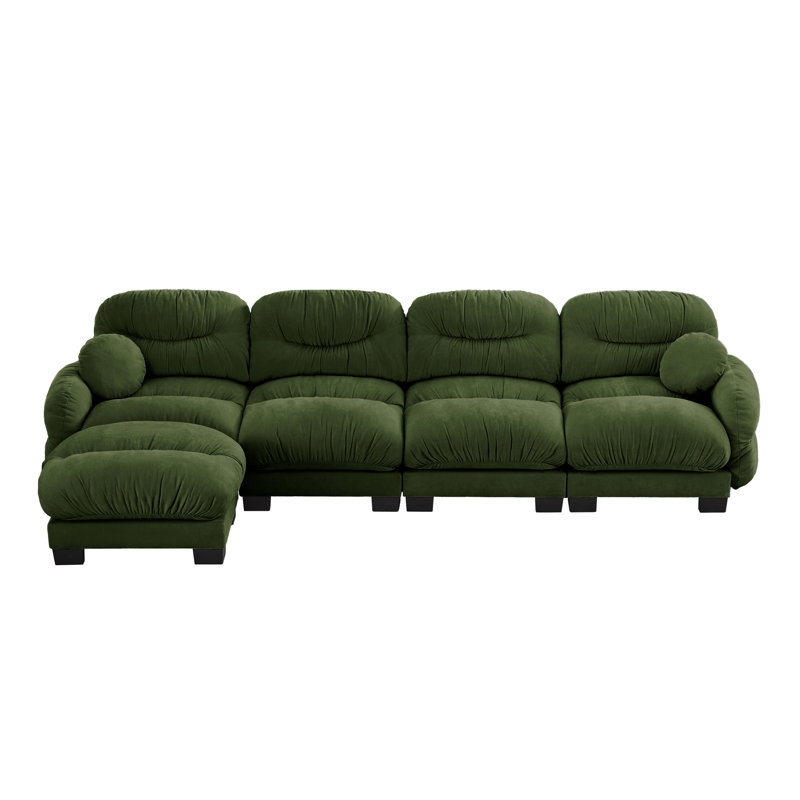 Canapé modulaire en tissu chenille, H 36,2 po x l 150,3 po x P 61,4 po, Vert