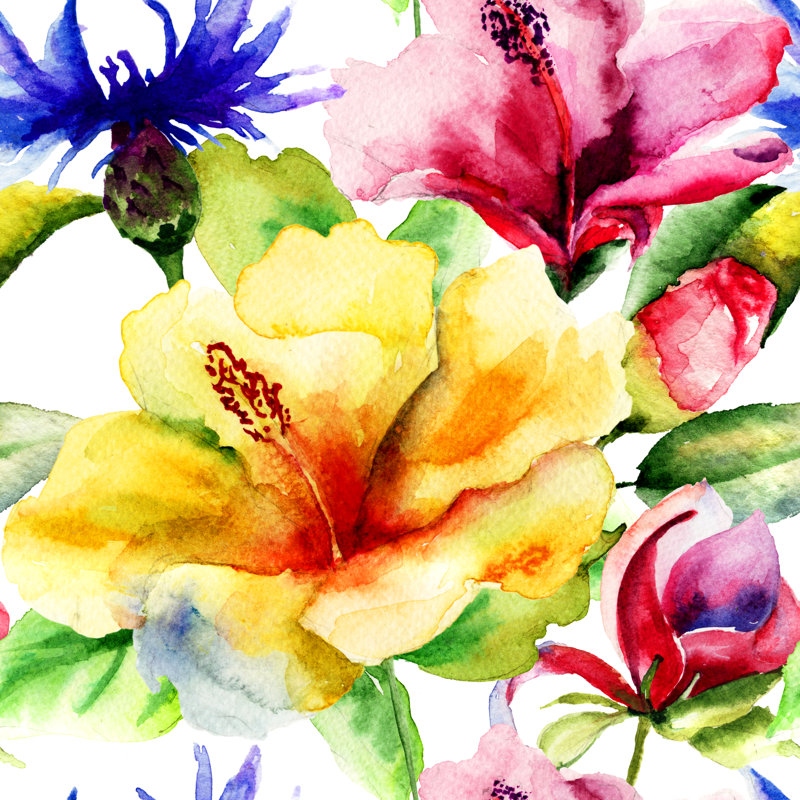 Reinbeck Seamless Pattern Flowers by Ateli - Wrapped Canvas Painting, 91cm H x 91cm W x 3.8cm D
