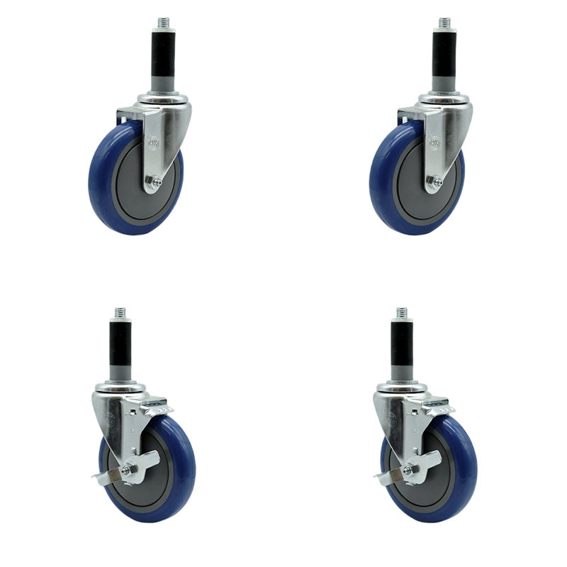 4-Piece Polyurethane Caster Set, Blue