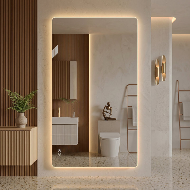 79" x 39" Frameless LED Backlit Bathroom Mirror, 3 Color Dimmable Light, Anti-Fog, Touch Control, Wall Mounted Vanity Mirror