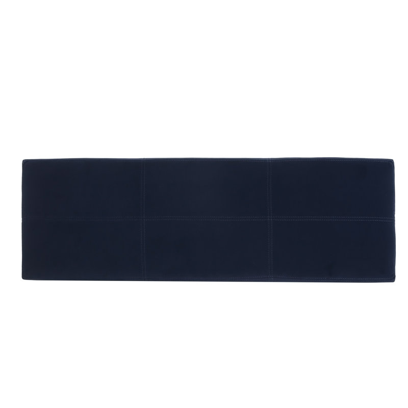 Banc coffre ottoman bleu foncé d'intérieur - 130 cm (51,25 po) de long, recouvert de tissu, avec rangement dissimulé