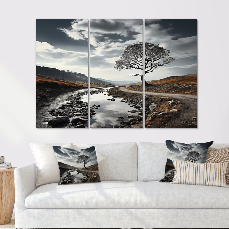 «Mountain Tree Minimalisme Charm I - Landscape Mountains», ensemble de reproduction d'art mural, H 28 po x l 36 po x P 1 po