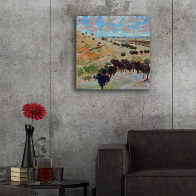  «Trail Hill Tapisserie» par Belinda Wilson, art mural en verre acrylique, 24 po x 24 po