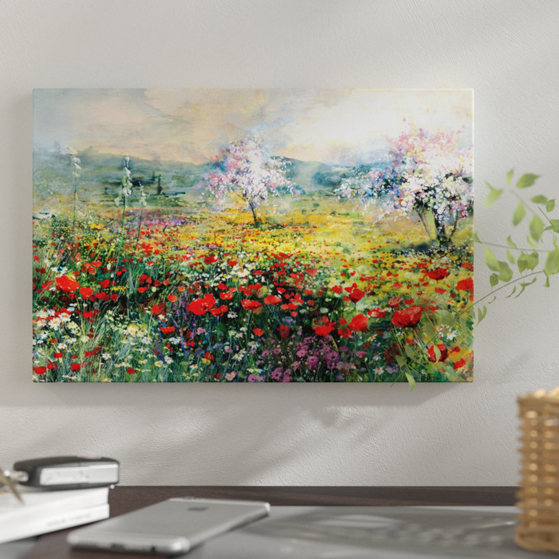 «Entre les coquelicots», reproduction sur toile, H 18 po x l 26 po x P 1,5 po, Toile tendue, Pas de tapis