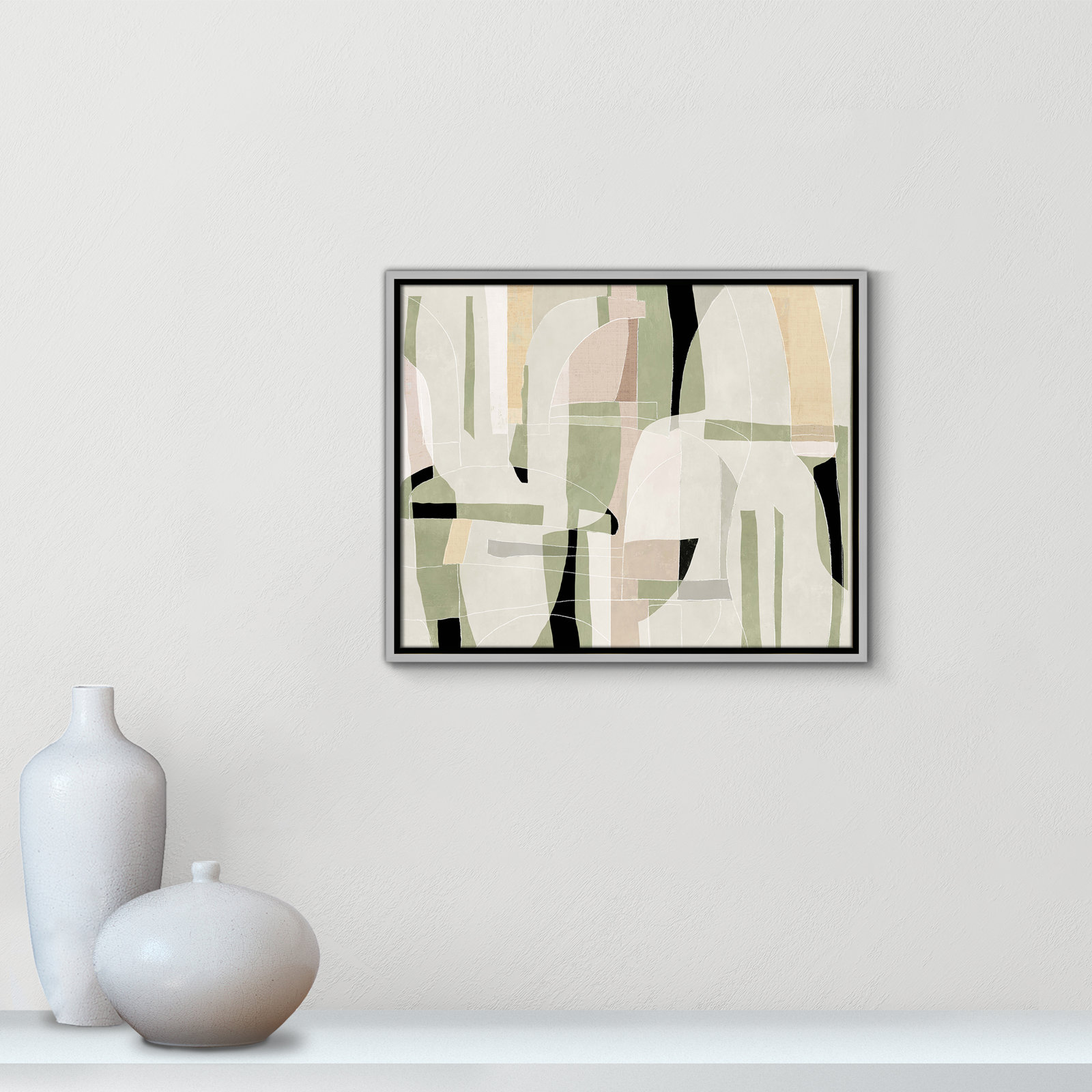 Sunny Barcelona - Floater Frame Canvas, 21.5" W x 17.5" H, Silver