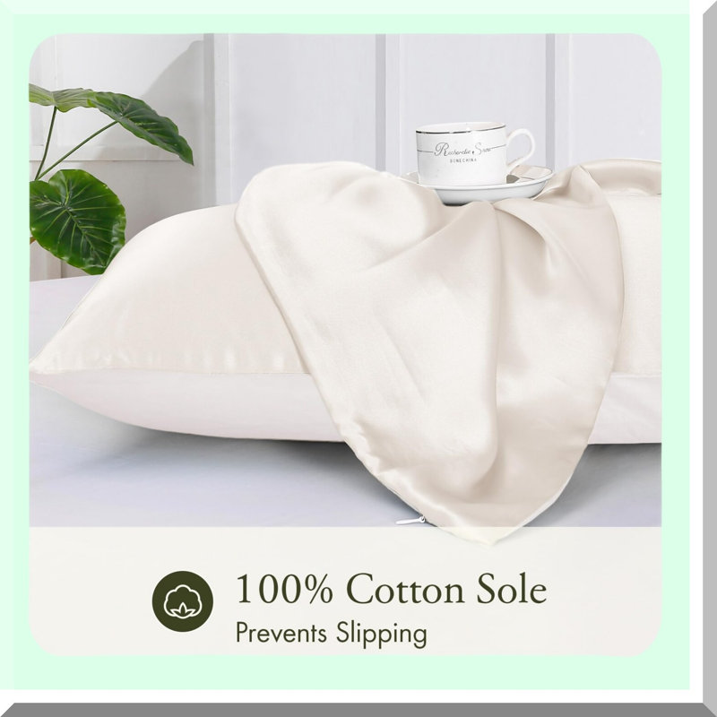Silk Haircare Pillowcase - 19mm Ivory Cotton Underside - Standard/Queen Size 20x30 Inch - Smooth & Gentle Sleep Cover - Hair Protection - 1pc
