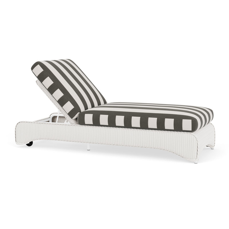 Loom Outdoor Chaise Lounge, White, Beach Navy