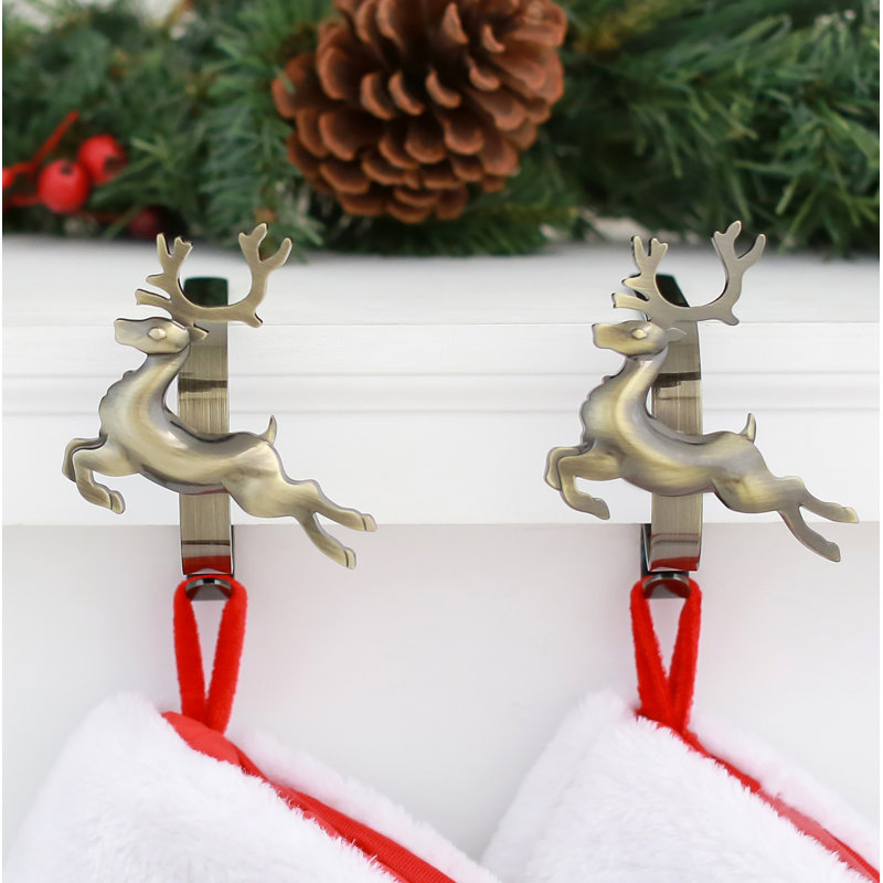 The Original MantleClips™ Stocking Holder, Antique Brass