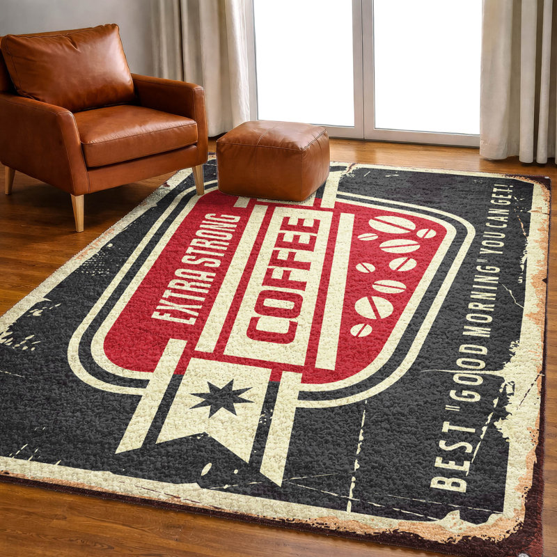 Premium Machine Washable Dream Shag ADS166 Coffee Sign Rug, 9' x 12'