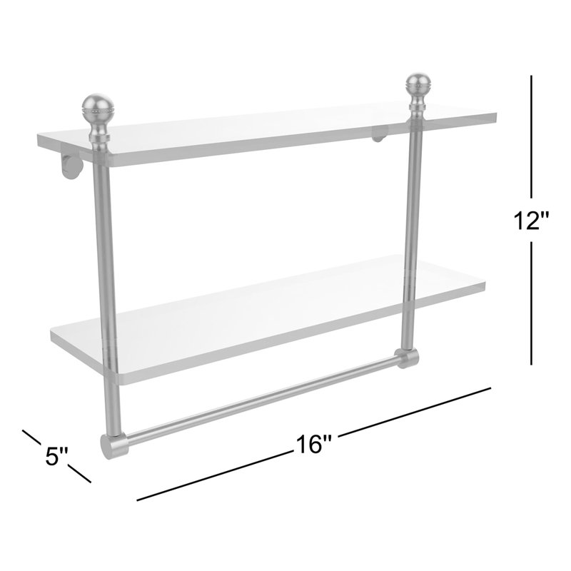 Étagère murale à 2 niveaux avec barre à serviettes Morosini, Bronze antique, 12"H x 16"W x 5"D