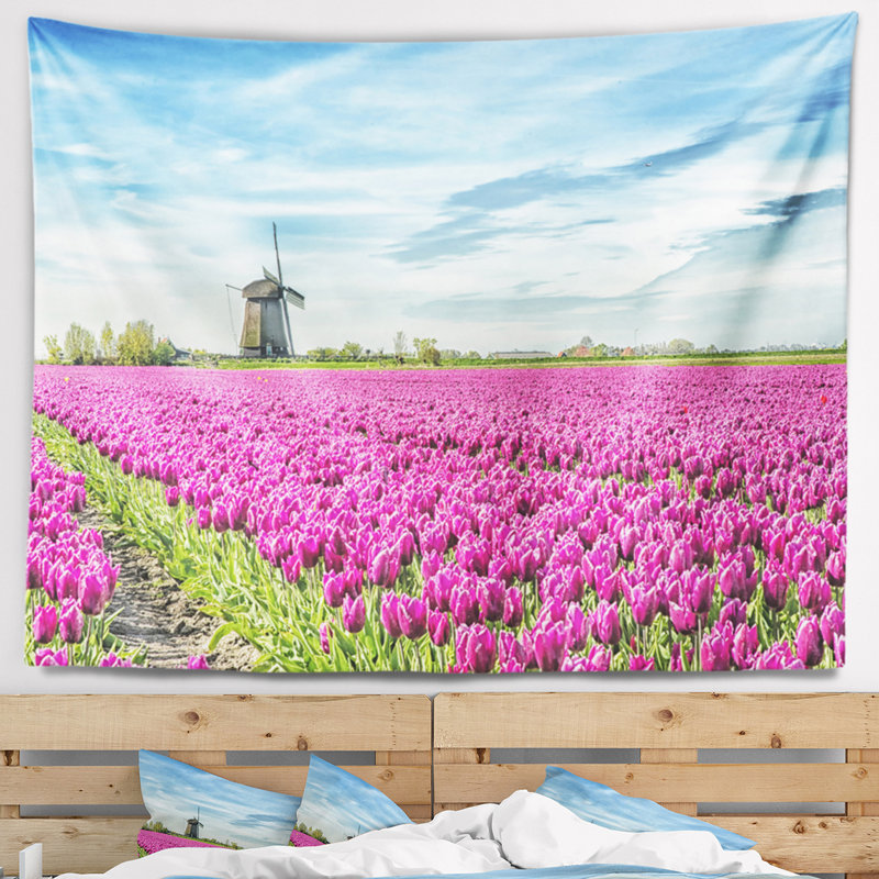 Tapisserie paysage paysage campagne hollandaise traditionnelle, H 32 po x l 39 po