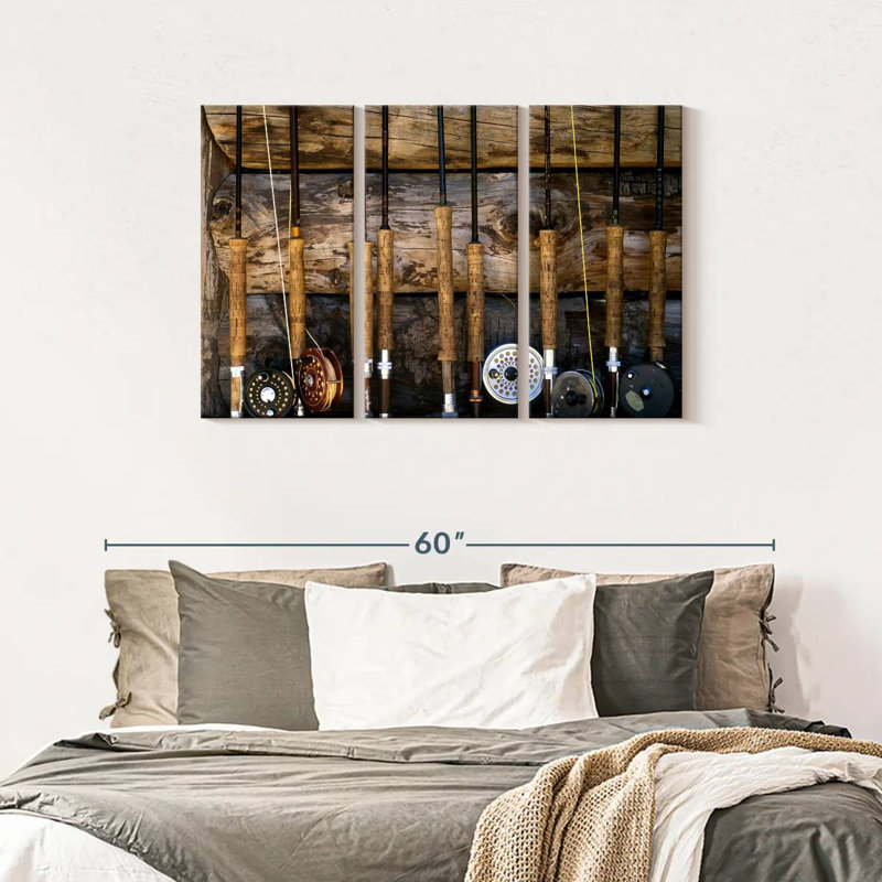" Fishing Poles " 3 - Pieces, 28" H x 45" W x 1.25" D