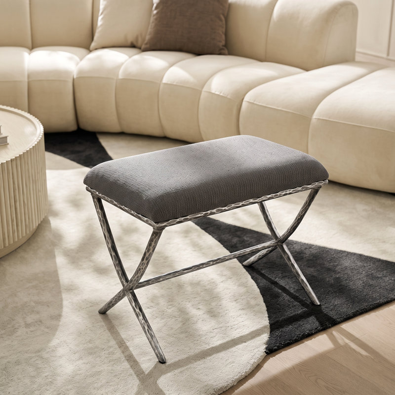 Belmont Modern Upholstered Ottoman with Padded Top and Versatile Use, Set of 1, Grey