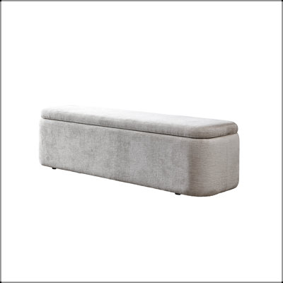Banc de rangement en lin gris Orane avec pieds en plastique