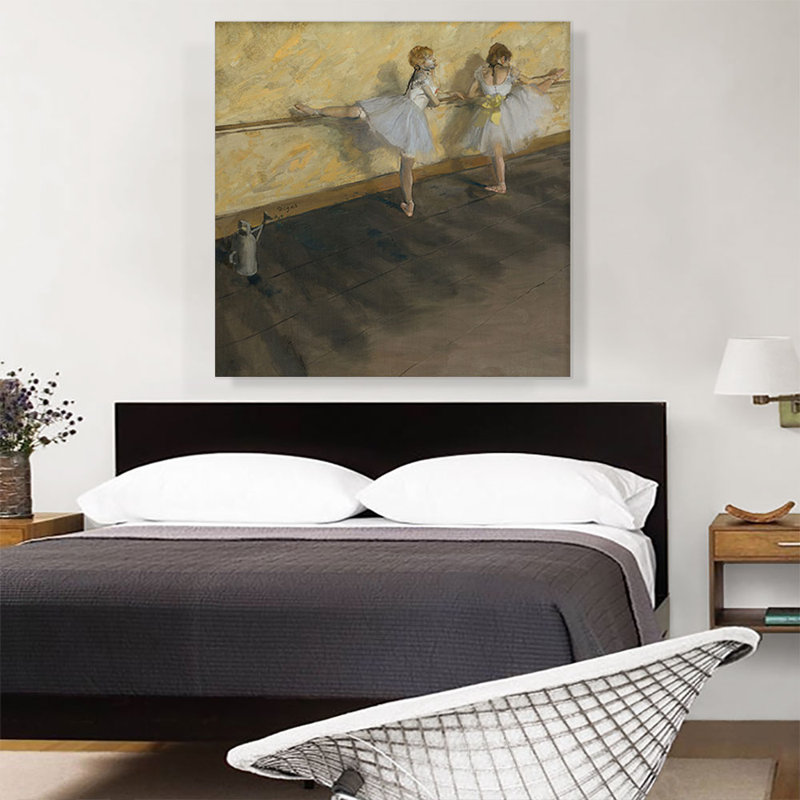 «Dancers pratiques à la barre 1877» par Edgar Degas - peinture sur toile tendue, H 36 po x l 36 po x P 0,75 po