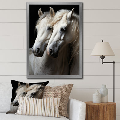 White Horse Whispering Whinnies - Reproduction d'art mural animaux