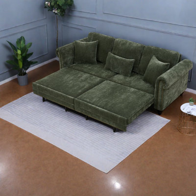 In 1 Sleeper Sofas, Chenille 86.5 Inch Modern Couch For Home Office