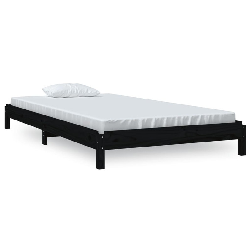 Jigme Solid Wood Bed, 86.5 x 206.5 cm, Black