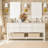 1-Light Brushed Brass Plug-In Hardwired Wall Lamp with Fabric Shade-850802193
