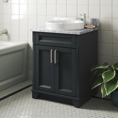 Freshford 25'' Single Bathroom Vanity with Carrara Marble Top