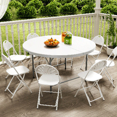 Table pliante ronde de 4,5 pi, table commerciale robuste pour mariages et fêtes pouvant accueillir de 6 à 8 personnes