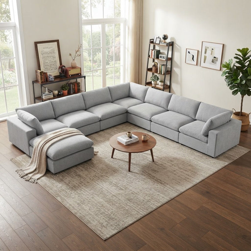 Canapé modulaire rembourré 8 pièces Nuccio, Light Grey