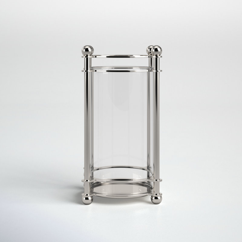 Chrome and Glass Tabletop Hurricane Candle Holder