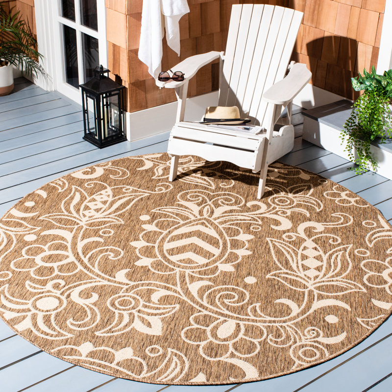 Sabir Performance Floral Indoor/Outdoor Area Rug, Round 6'7"
