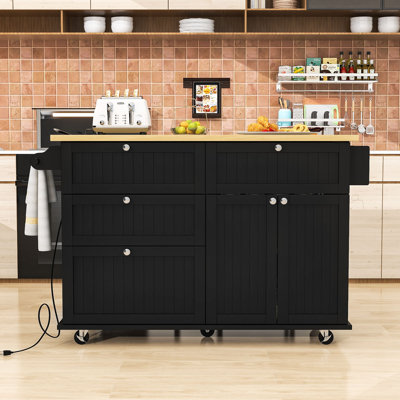 Rijwana 4 Drawers Kitchen Island Set With Drop Leaf And 2 Seatings by Red Barrel Studio