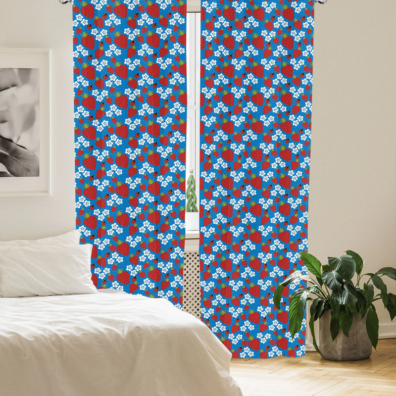 Paire de rideaux semi-transparents avec passe-tringle Ladybug, 28 po x 84 po