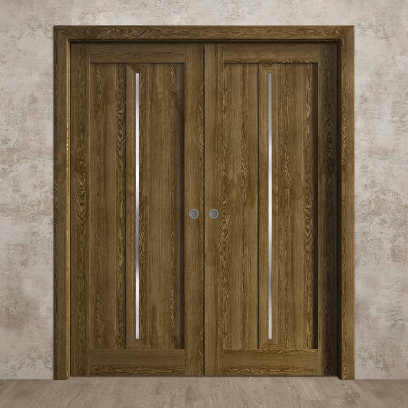 Portes coulissantes françaises à double poche | Ego 5014 | Ensemble de quincaillerie de rail | Portes intérieures modernes en bois massif pour chambre à coucher