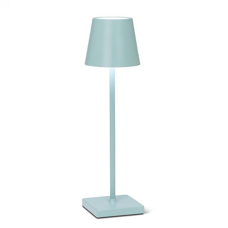 Lampe de table à DEL vert printanier avec abat-jour classique, Bleu clair