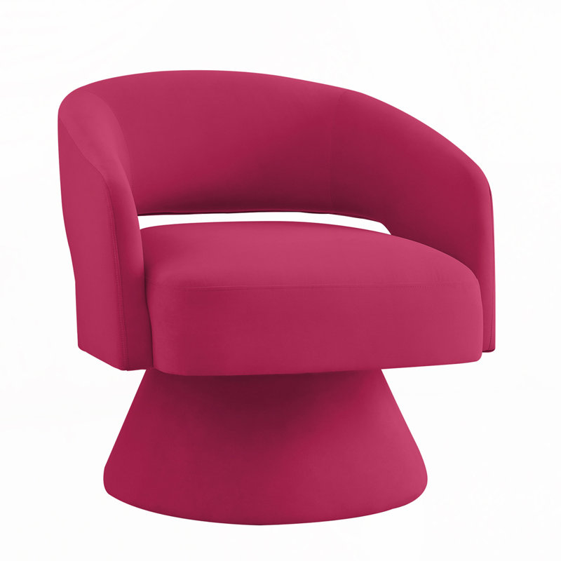 Fauteuil demi-tonneau pivotant rembourré en velours, Rose