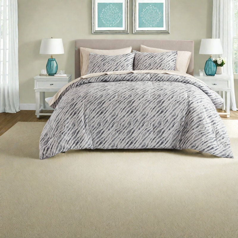 Piece Full Bedding Sets, Polyester Microfiber, Modern Gray Home Comforter Set