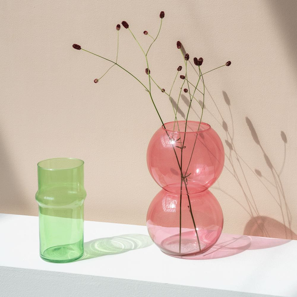 Geri Glass Table Vase, Pink