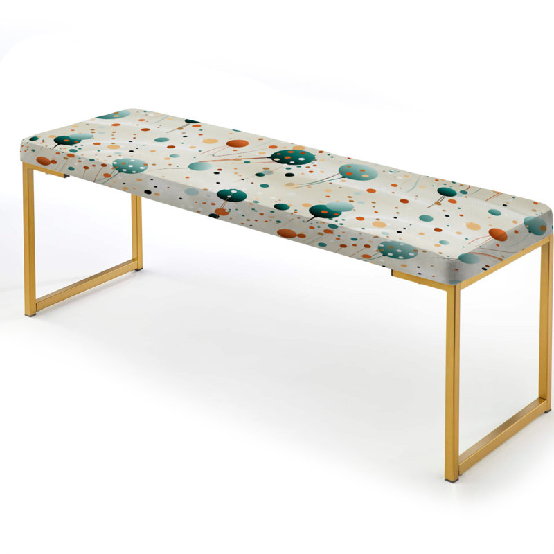 Upholstered Gold Bench, Mystic Enchantment Polka Dots Pattern I