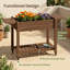 Lit de jardin surélevé en bois surélevé avec roues verrouillables, tables d'appoint pliables, tablette inférieure et trous de bonde-129945548