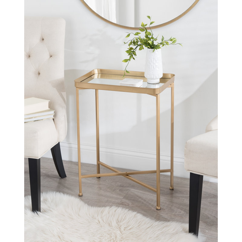 Table de bout Dina, Doré, Miroir