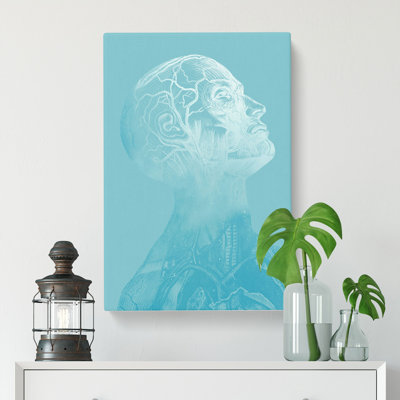 Teal Anatomical Twilight Head - Wrapped Canvas Print