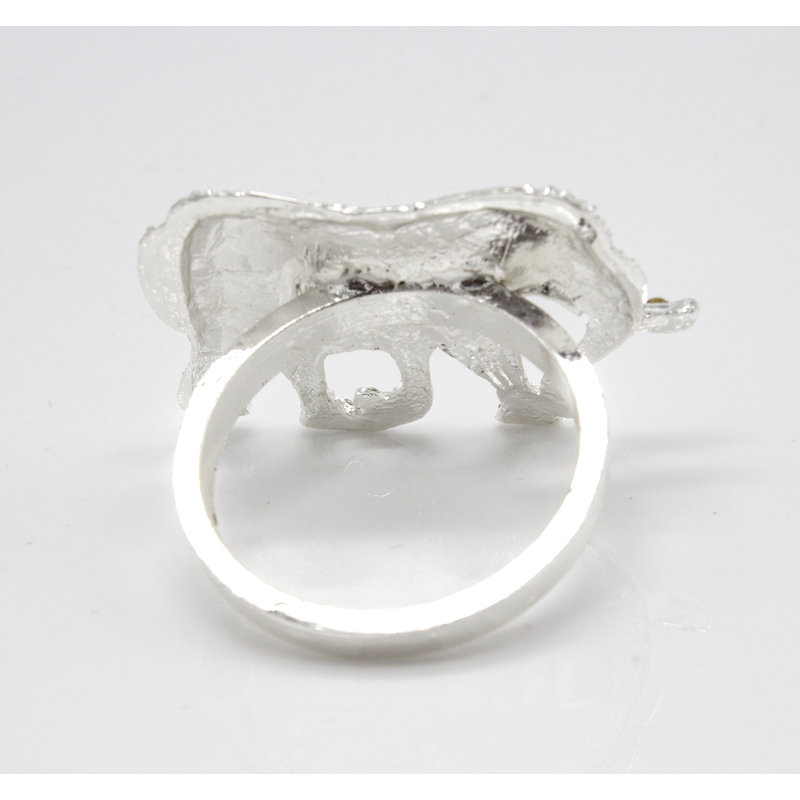 Rond de serviette en métal doré à motif d'éléphants, ensemble de 4, Argent