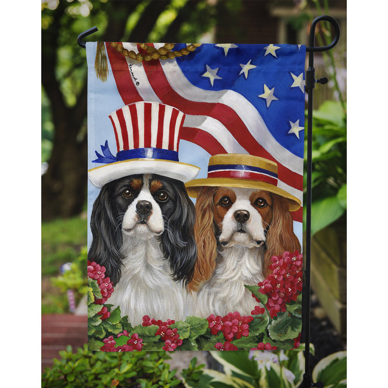 Drapeau de jardin en polyester 2 côtés Hype Pug USA 1 x 0,11 pi, Épagneul cavalier