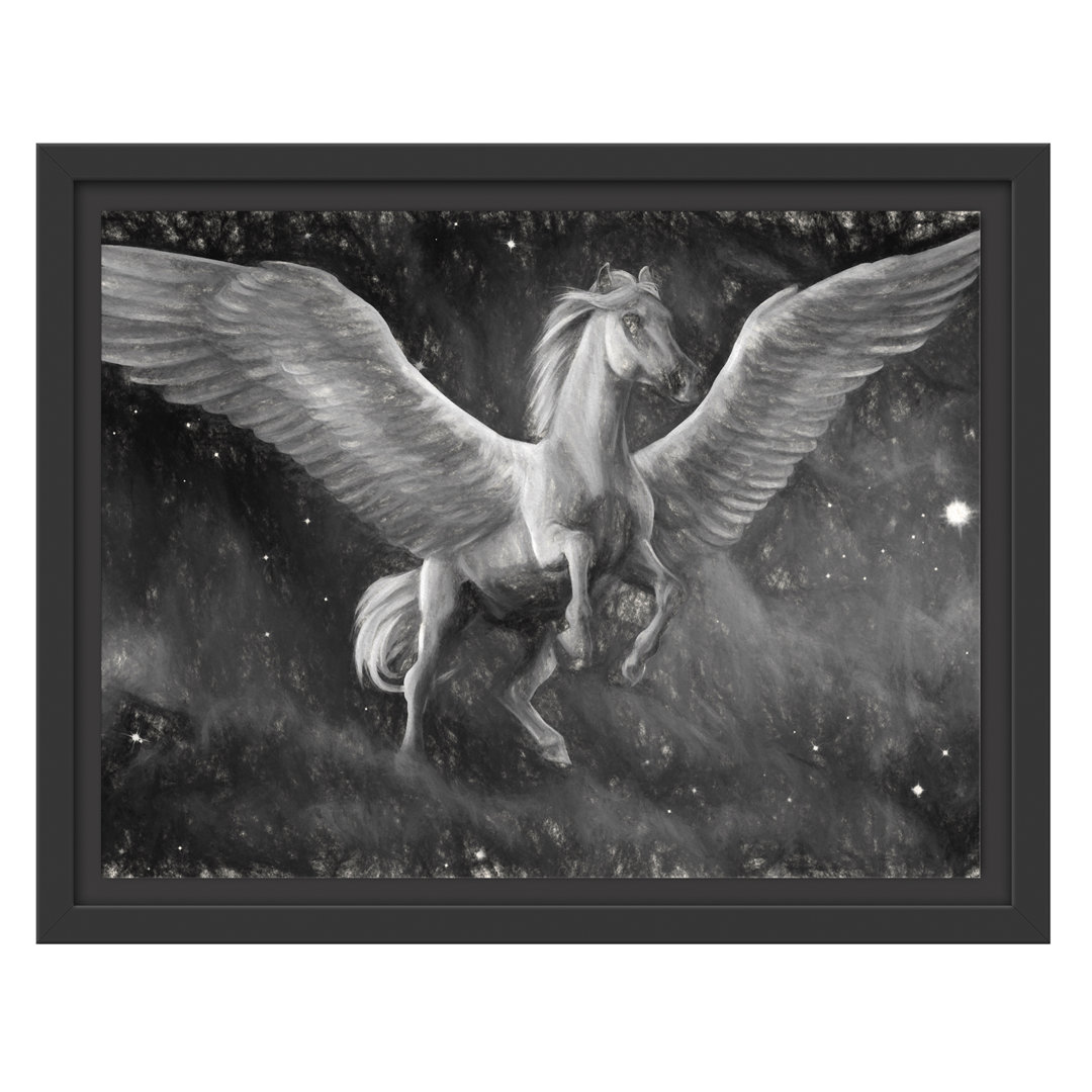 Gerahmtes Wandbild Pegasus mit Engelsflügel