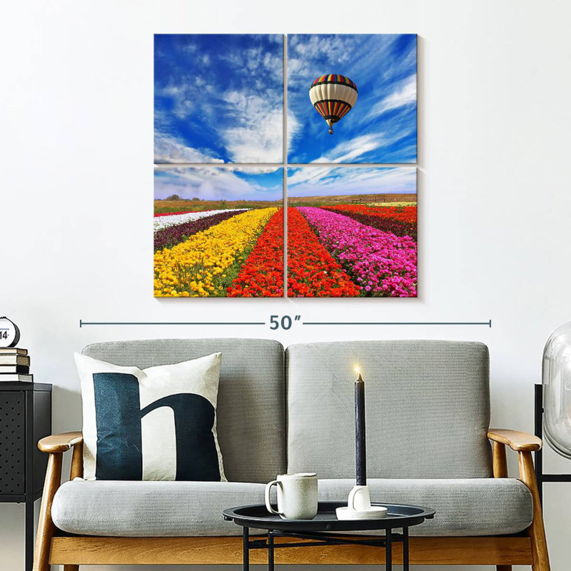 Alvord Balloon Over Flower Field, 32" H x 32" W