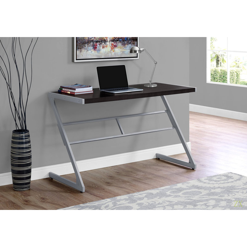 Bureau d'ordinateur, bureau personnel, ordinateur portable, L 48 po, stratifié de travail, métal, contemporain, moderne, Noir