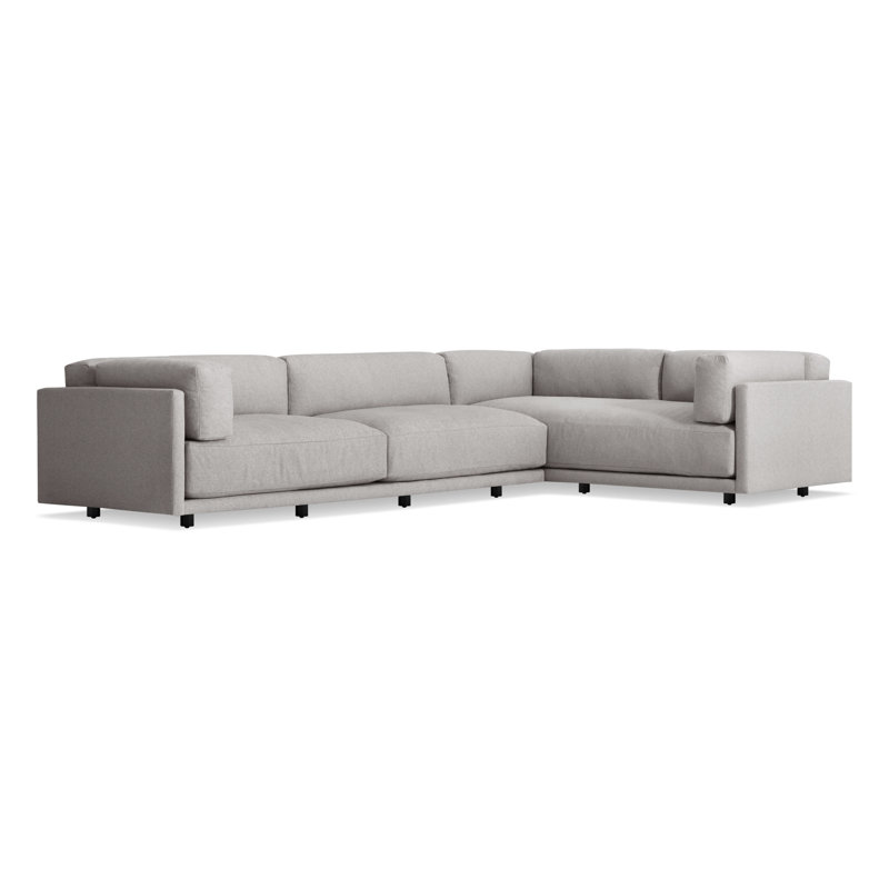 Sunday Upholstered L-Shaped Sectional, Left Hand Facing, Camel Velvet Polyester Blend